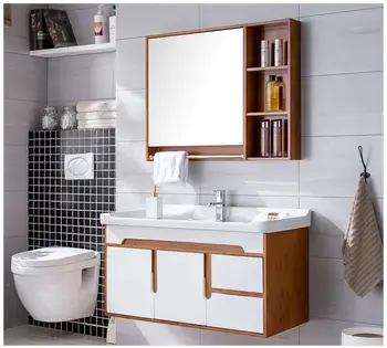 Vonios kambarys paprastas, modernus ąžuolo vonios spintelė derinys plauti rankomis baseino, baseinas, vonios kambarys, medžio masyvo praustuvas grindų tipas