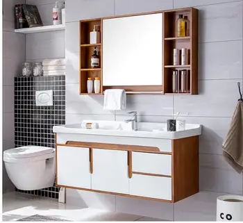 Vonios kambarys paprastas, modernus ąžuolo vonios spintelė derinys plauti rankomis baseino, baseinas, vonios kambarys, medžio masyvo praustuvas grindų tipas