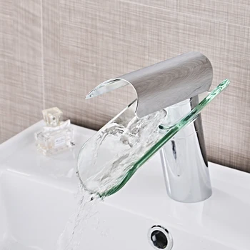 Vonios praustuvas lentelė baseino vonios spintelė stiklo krioklys šalto ir karšto vandens, sumaišyti visus vario maišytuvas wx6011436