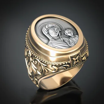 Vunix Stačiatikių Mergelės Marijos Žiedas Retro Krikščionių Ortodoksų Unisex Žiedas