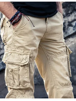 Vyriški Krovinių Pants Mens Atsitiktinis Multi Kišenės Karinės Didelio dydžio Tactical Kelnes Vyrams Outwear Armijos Tiesios kelnės Ilgos Kelnės