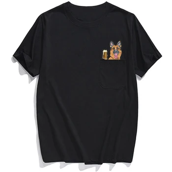 Vyriški Marškinėliai Mados Prekės ženklo vasaros kišenėje alaus/šunų atspausdintas t-shirt vyrams, moterims, marškinėliai Hip-hop viršūnes juokinga medvilnės tees