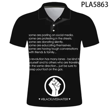 Vyrų Polo Marškinėliai Black Gyvena Klausimas BLM 3D Atspausdintas Streetwear Hombre Camisas De Polo Harajuku Viršūnes Atsitiktinis Mados Marškinėliai Ropa