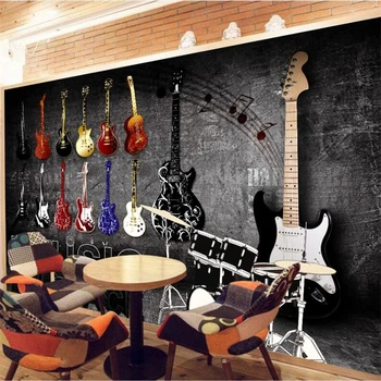 Wellyu Užsakymą didelės sienos dailininko American retro vintage roko muzikos instrumentų mūrinis Europos foną