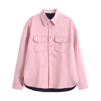 Woah 2020 XINC88-9336 street snap star modelis dvigubo kišenėje gausu rožinės spalvos paltas moterų palaidinė striukė moterims