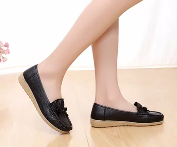 ZZPOHE Pavasarį nurodė, vientisos spalvos vieną batai motina butas juodi batai seklių burną laisvalaikio neslidus moterų Žirniai batai 41 dydžio