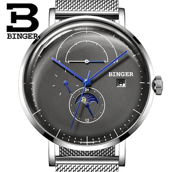 Šveicarija BINGER Vyrai Žiūrėti Prabangos Prekės Mechaninė Automatinė Vyrai Laikrodžiai Safyras Vyrų Japonija Judėjimo reloj hombre B8610-8