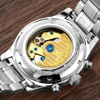 Šveicarija Karnavalas Prekės Prabangių Vyrų Laikrodžiai Automatinė Savarankiškai vėjo Žiūrėti Vyrų Safyras reloj hombre Šviesos relogio laikrodis C8736-1